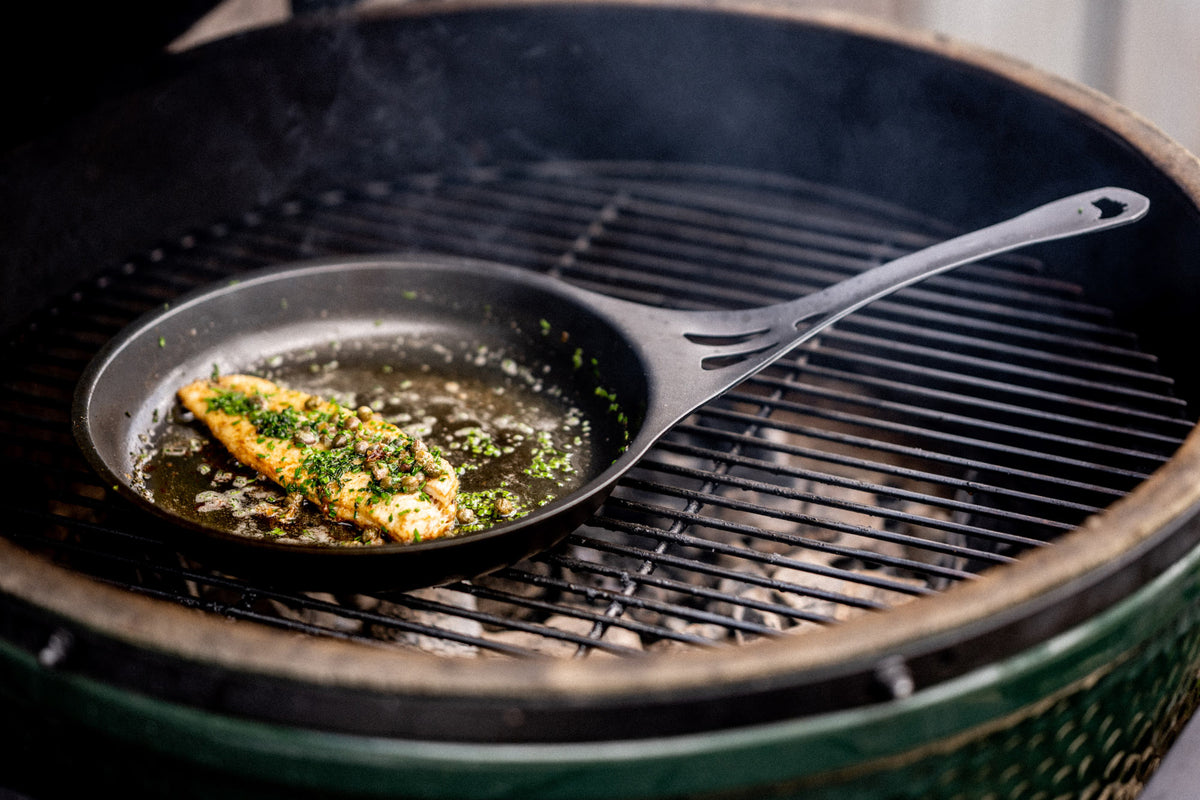 26cm Iron Skillet | Pan fried dover sole with caper butter | Quenched | Solidteknics